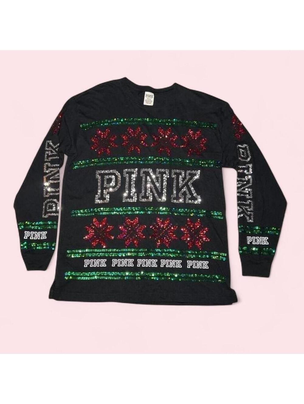 Victoria's Secret PINK Holiday Sequin Long Sleeve Shirt - Picture 2 of 4